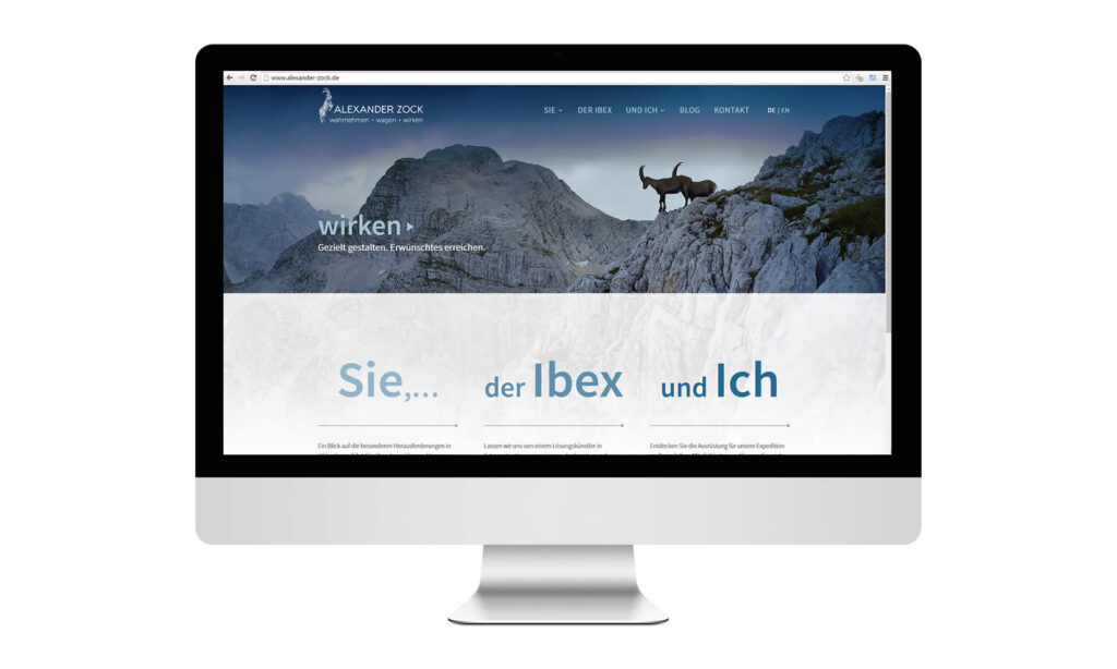Bildschirm mit Webseite Alexander Zock